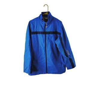 Men's L Nike Warm Up Windbreaker Jacket Blue Black Full Zip Athletic Gym